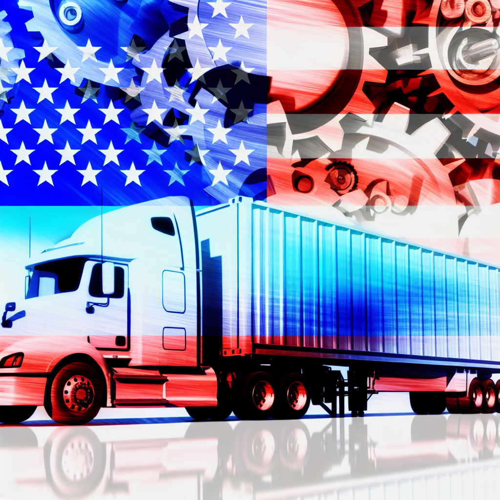 U.S. Flag with Industrial Trucks