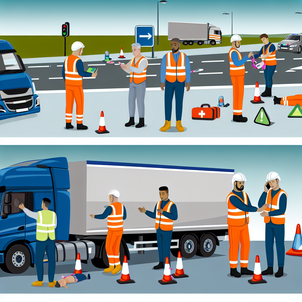A simple image depicting safe driving practices for truck drivers