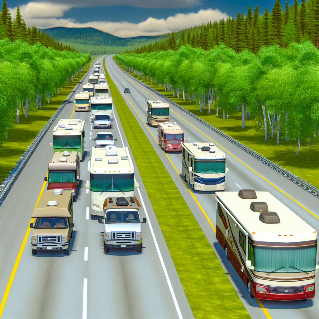 RVs on a scenic highway