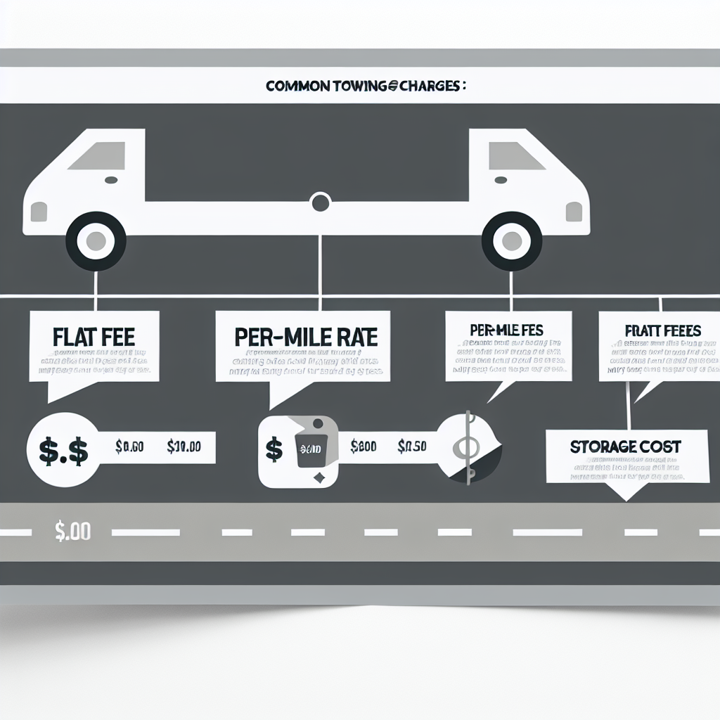 Infographic depicting common towing charges such as flat fees, per-mile rates, and additional storage costs.