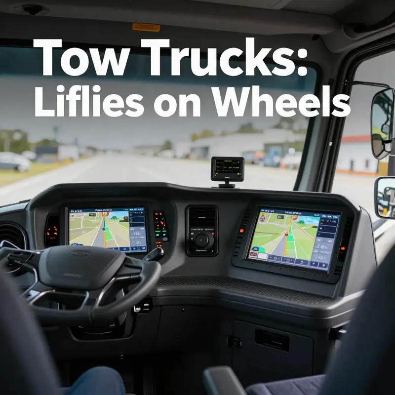 A tow truck providing essential roadside assistance on an island road.