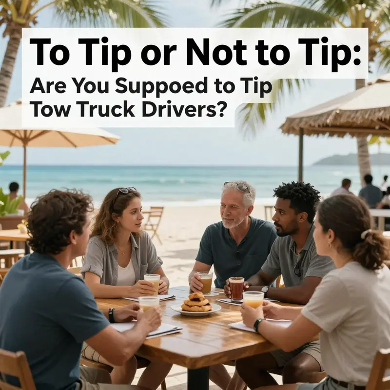 A tow truck driver providing assistance, highlighting the circumstances where tipping may be considered.