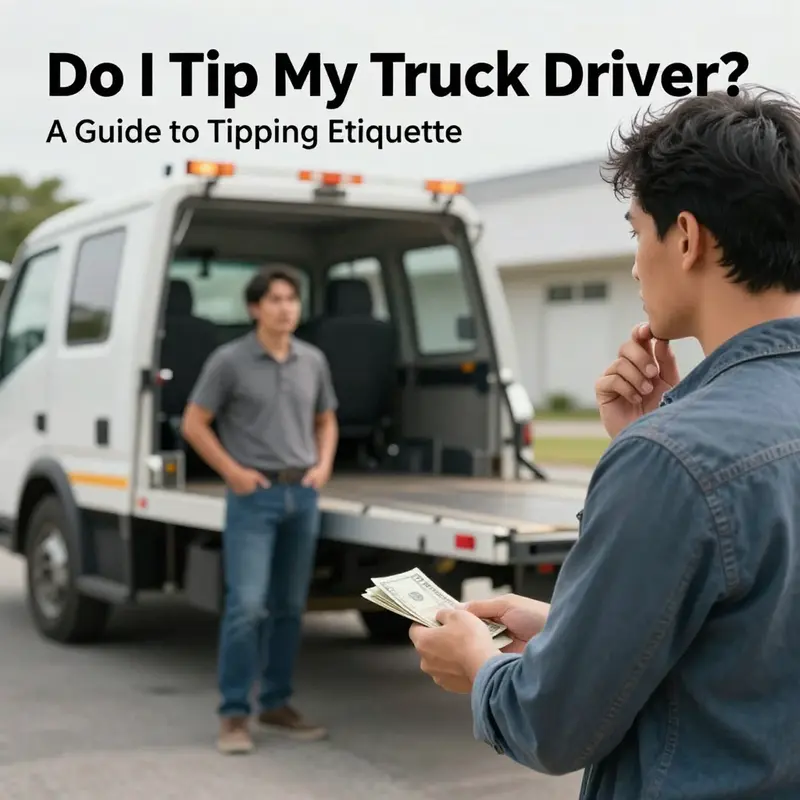 A tow truck driver providing friendly assistance to a stranded motorist on a calm day.