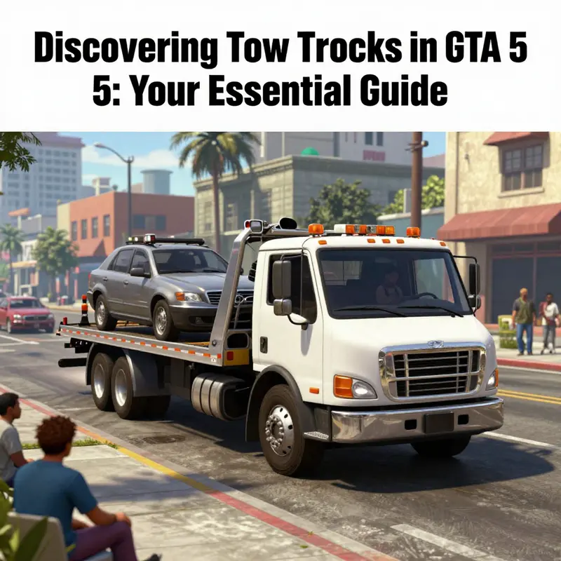 A tow truck in action amidst the bustling streets of GTA 5, highlighting its importance in gameplay.