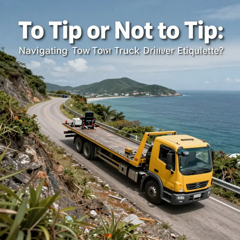 A tow truck driver assisting a stranded vehicle, showcasing the various scenarios that may warrant a tip.