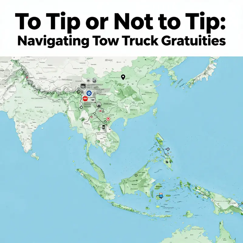 A tow truck driver providing assistance, highlighting the circumstances where tipping may be considered.