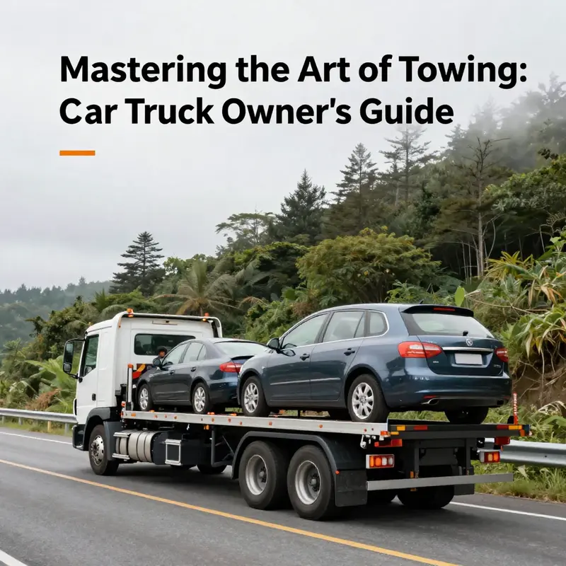 A mechanic checks the truck and car before towing, highlighting the importance of thorough vehicle inspections.
