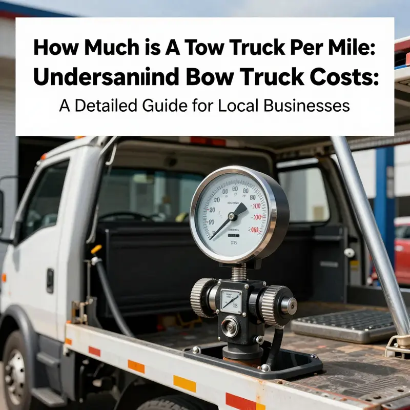 Illustration of a tow truck displaying charging rates, highlighting the significance of base fees and mileage.