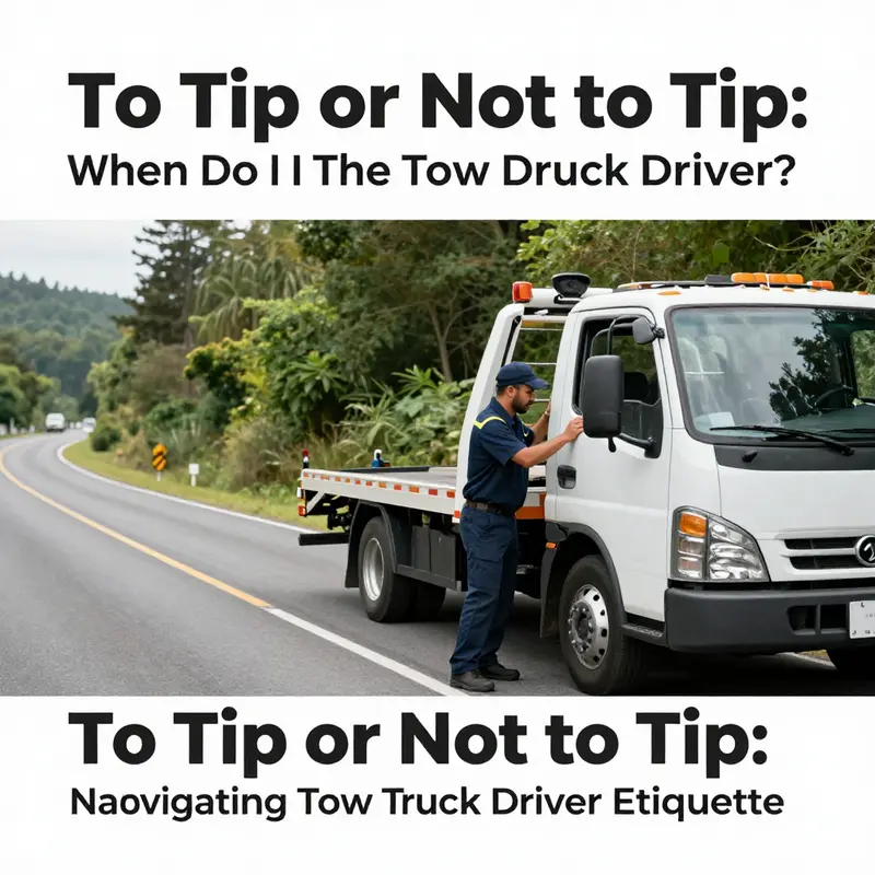 A tow truck driver assisting a stranded vehicle, showcasing the various scenarios that may warrant a tip.