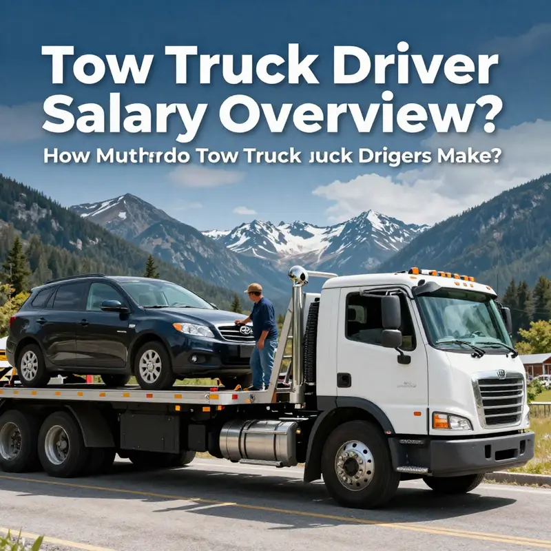A tow truck driver aids a stranded vehicle amidst the beautiful Canadian scenery.