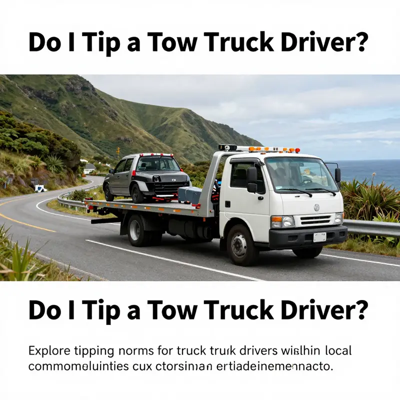 A beautiful island road scene featuring a tow truck, representing the essential role of towing services in island communities.