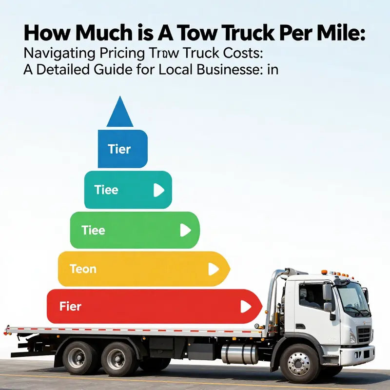 Illustration of a tow truck displaying charging rates, highlighting the significance of base fees and mileage.