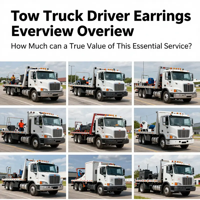 Diverse environments and trucks reflecting the earnings landscape of tow truck drivers.