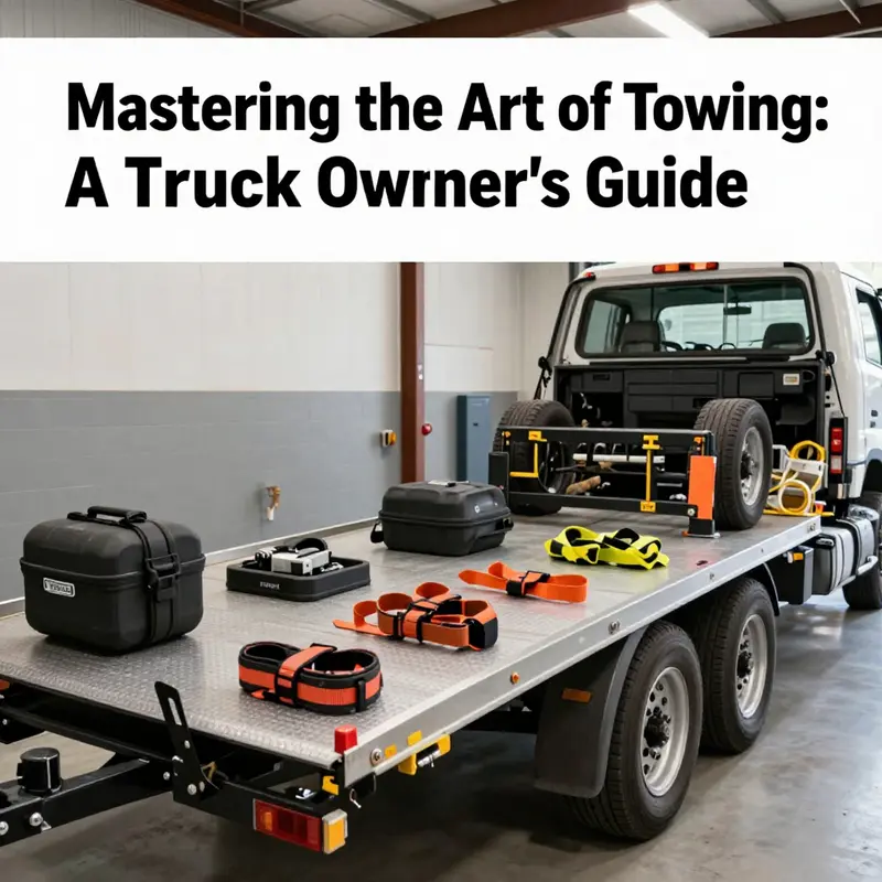 A mechanic checks the truck and car before towing, highlighting the importance of thorough vehicle inspections.