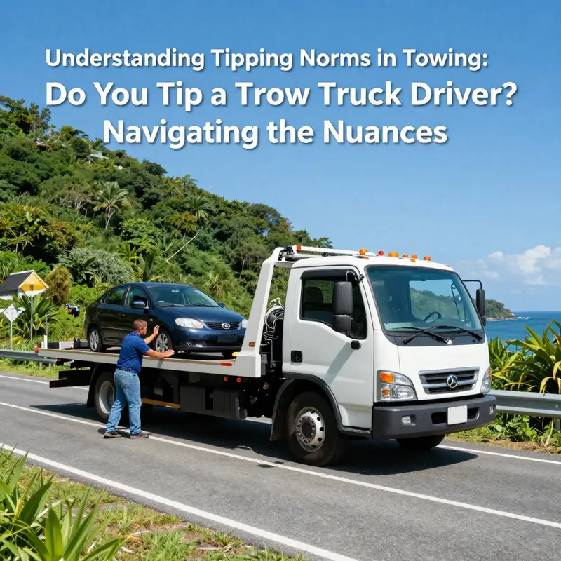 A tow truck driver assisting a motorist in a scenic island setting highlights the essential connection between service and community.
