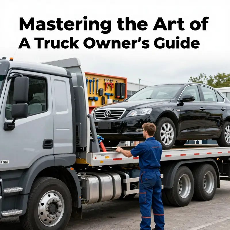 A mechanic checks the truck and car before towing, highlighting the importance of thorough vehicle inspections.