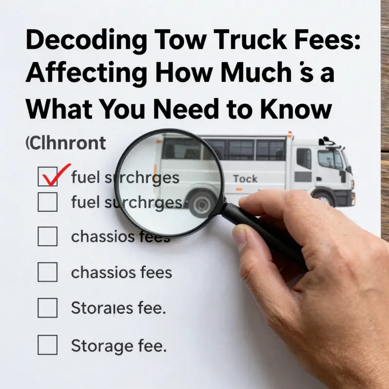 A visual summary of various scenarios affecting tow truck fees.