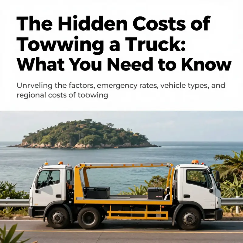 A picturesque island setting featuring a tow truck, reflecting the theme of towing costs.