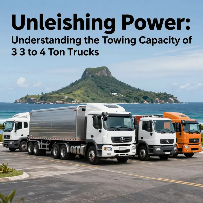 A lineup of 3 to 4 ton trucks in an island setting highlighting their towing capabilities.