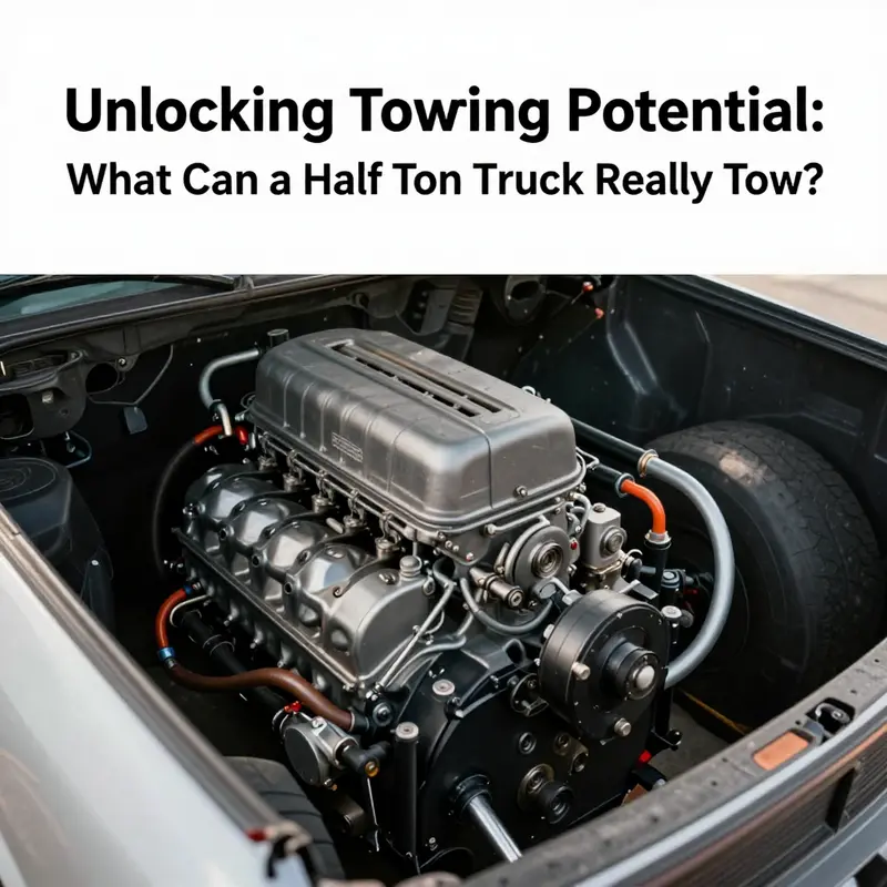 A half ton truck demonstrating its towing capacity in an island setting.