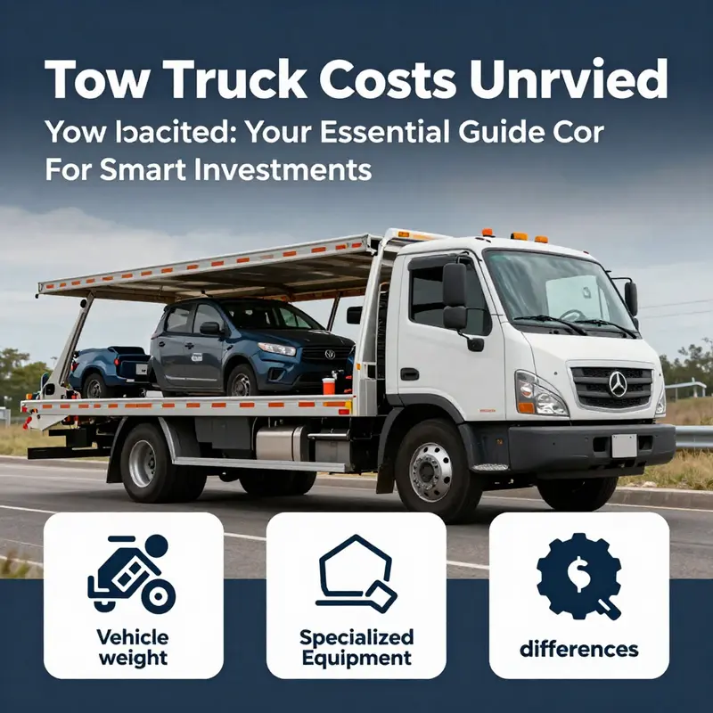 A visual comparison of diverse tow truck types, highlighting their features and price ranges.
