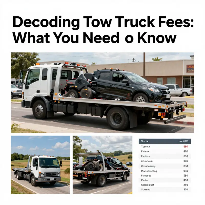 A visual summary of various scenarios affecting tow truck fees.