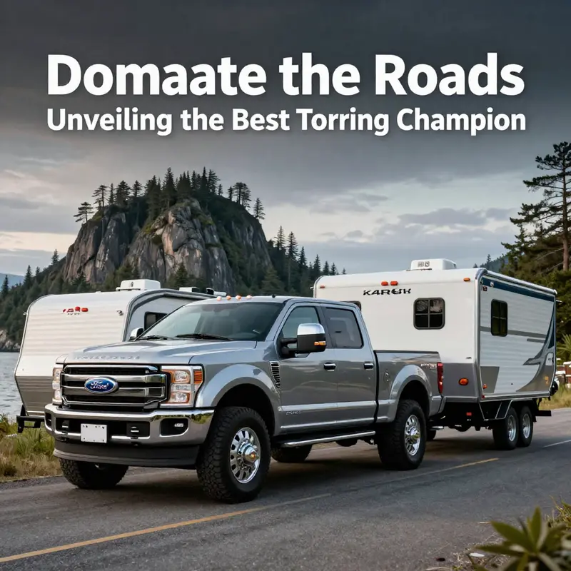 The Ford F-450 Super Duty, the king of towing capacity, elegantly displayed against a stunning island backdrop.