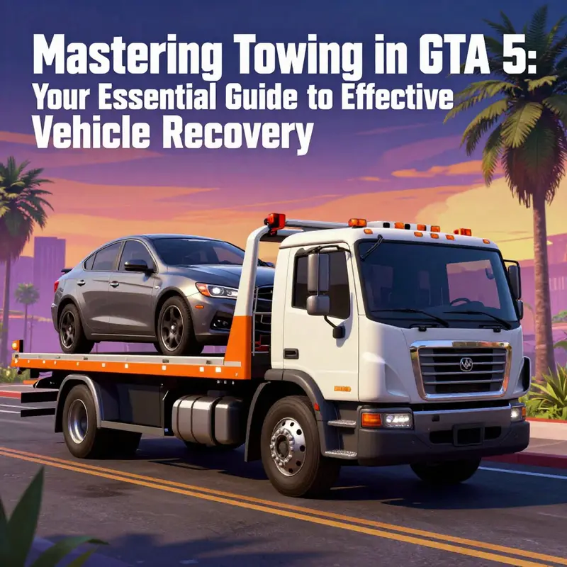 A vibrant tow truck image from GTA 5, representing the vehicle recovery processes discussed in the article.