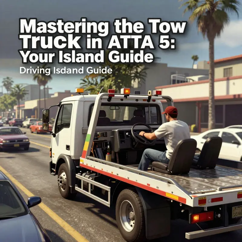 Skillfully driving a tow truck through urban streets.