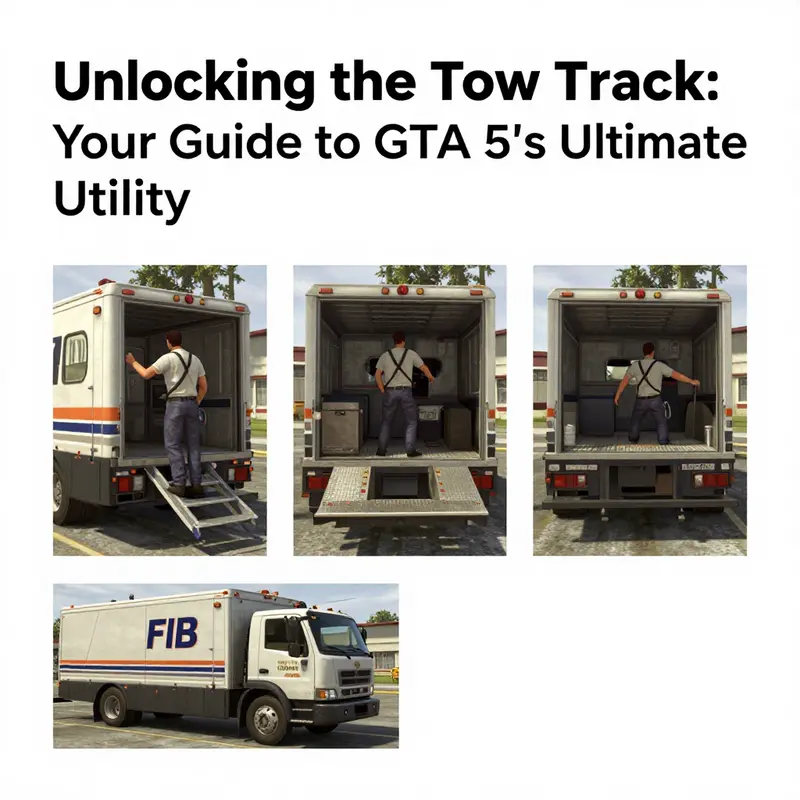 The tow truck parked at the FIB lot, symbolizing utility and purpose.