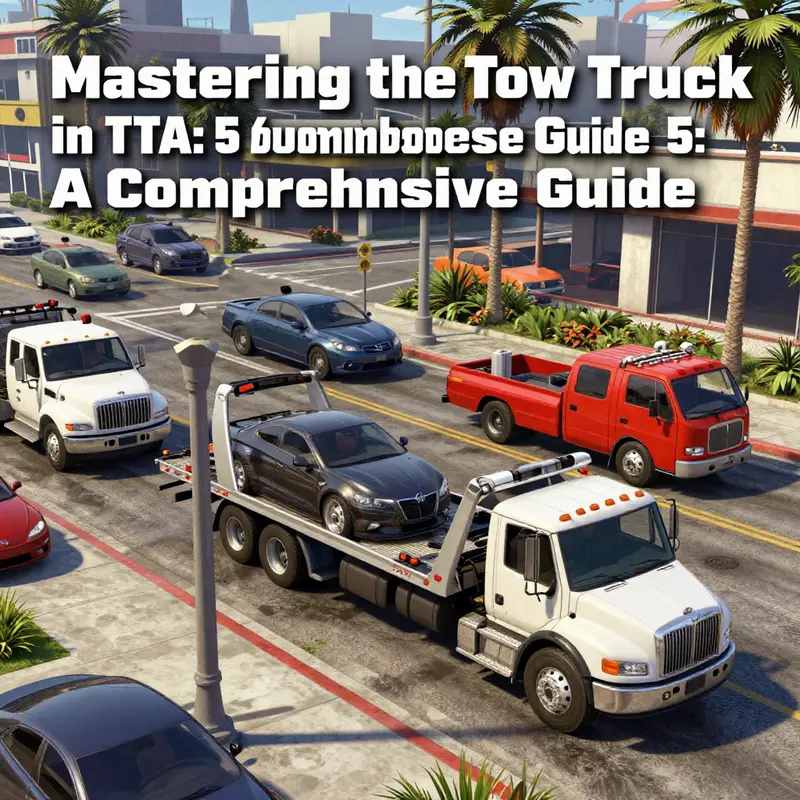 Various tow trucks in GTA 5 under a sunny sky, demonstrating their role and setting within the game.