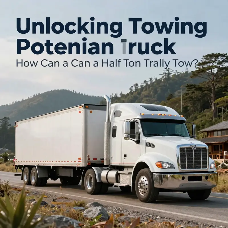 A half ton truck demonstrating its towing capacity in an island setting.