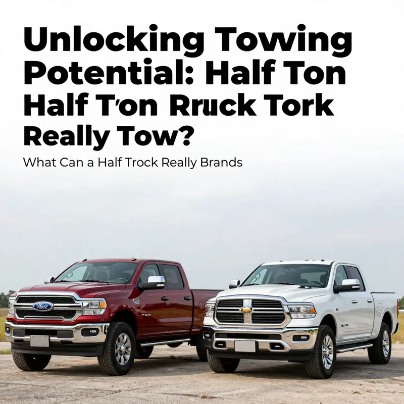 A half ton truck demonstrating its towing capacity in an island setting.