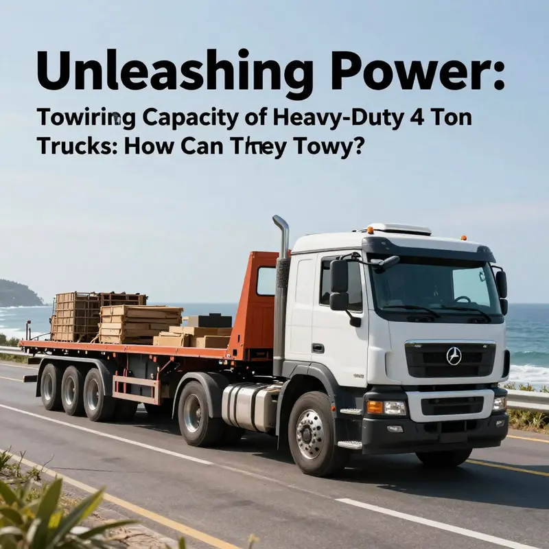 A medium-duty truck showcasing its towing capabilities on a scenic mountainous road.
