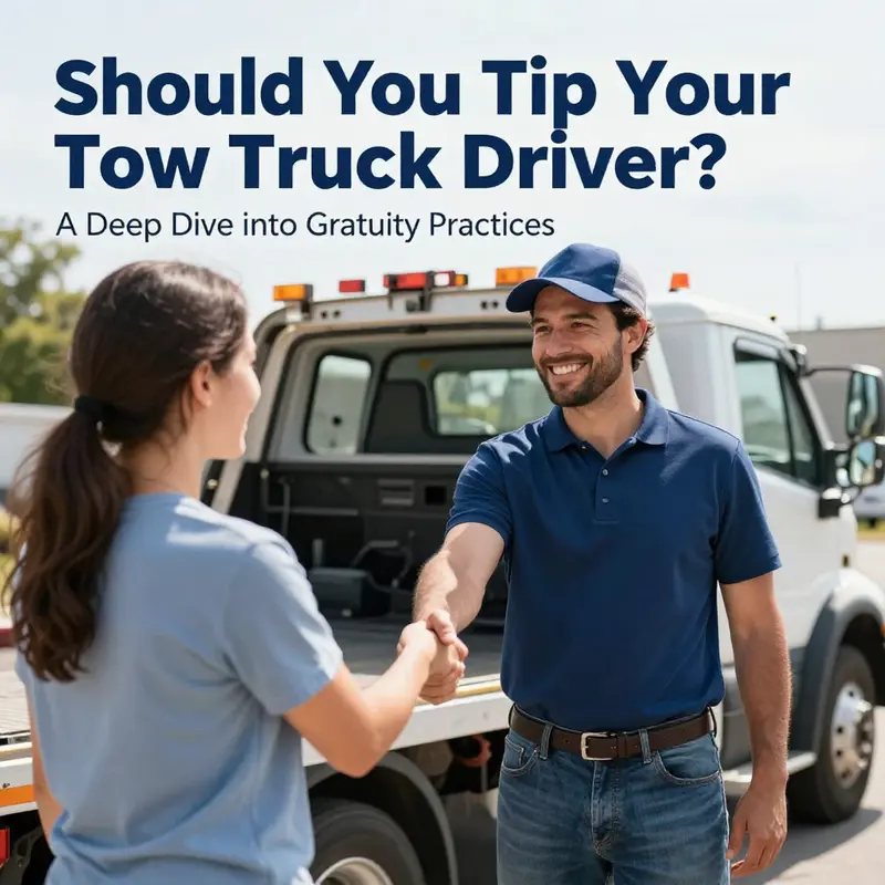 A tow truck driver and customer exchange gestures of gratitude, highlighting the importance of appreciation in service.