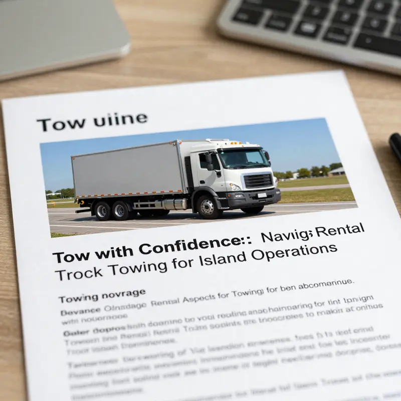 Towing capacity sticker of a rental truck, displaying crucial weight limit information.