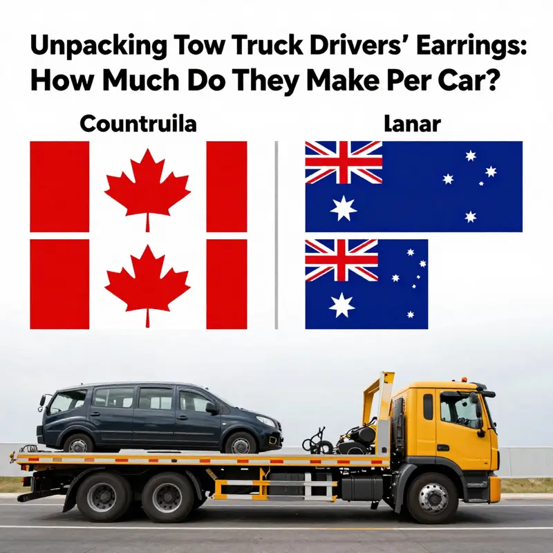 A map displaying the average earnings of tow truck drivers across different regions.