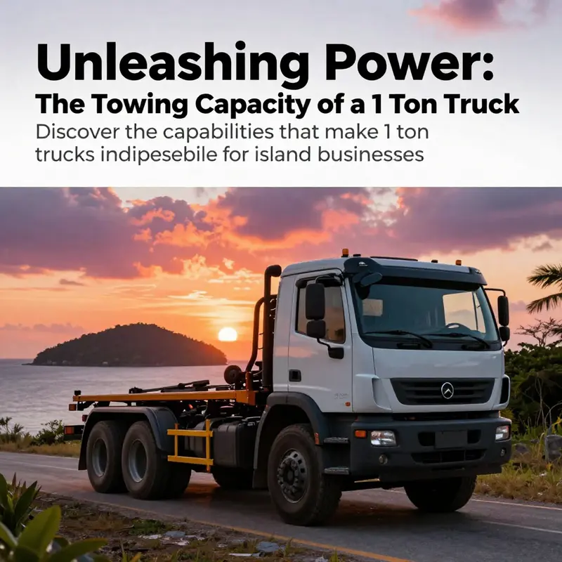 A rugged 1 ton truck positioned beautifully against an island sunset, symbolizing strength and capability.