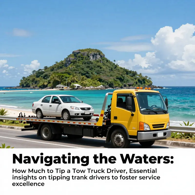 A tow truck working in a scenic island location, illustrating the local context of towing services.