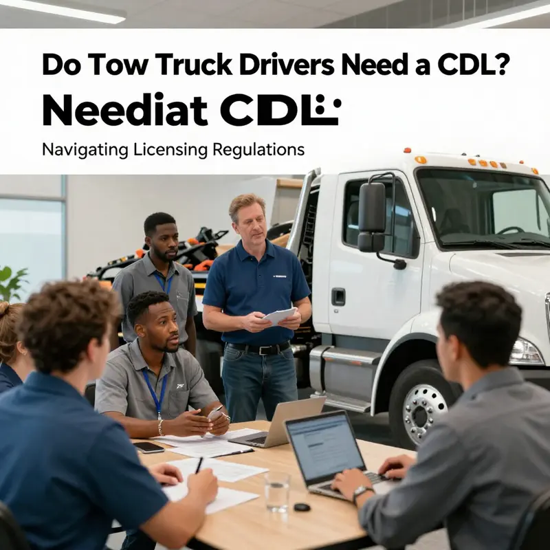 A tow truck demonstrating the federal guidelines regarding CDL requirements.