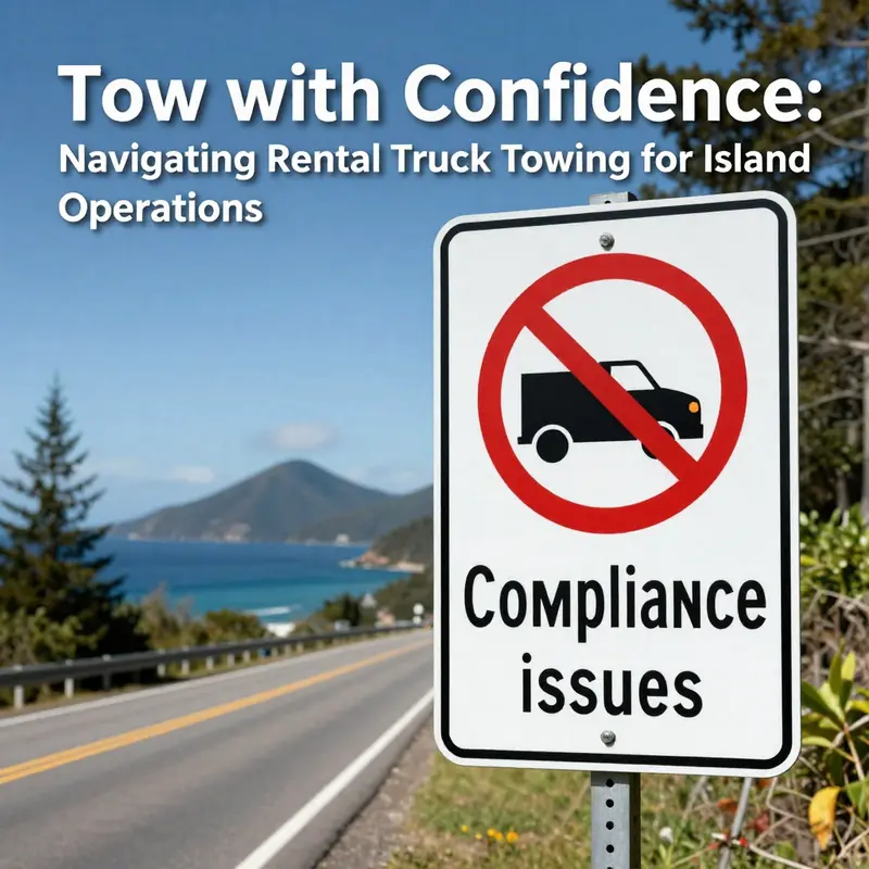 Towing capacity sticker of a rental truck, displaying crucial weight limit information.