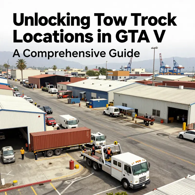 Cargo District in Los Santos: A hotspot for tow trucks amidst bustling port activities.