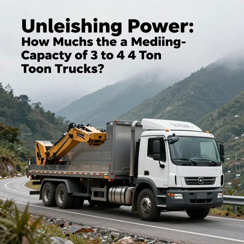 A medium-duty truck showcasing its towing capabilities on a scenic mountainous road.