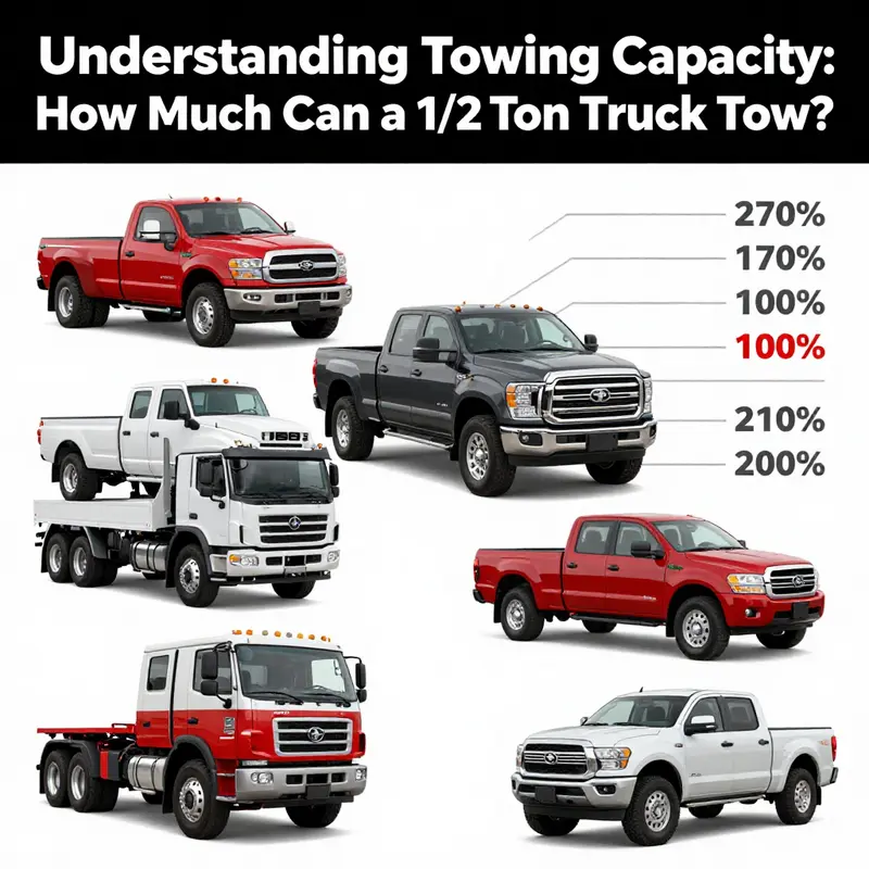 A 1/2 ton truck demonstrating its basic towing capacity on an island road.