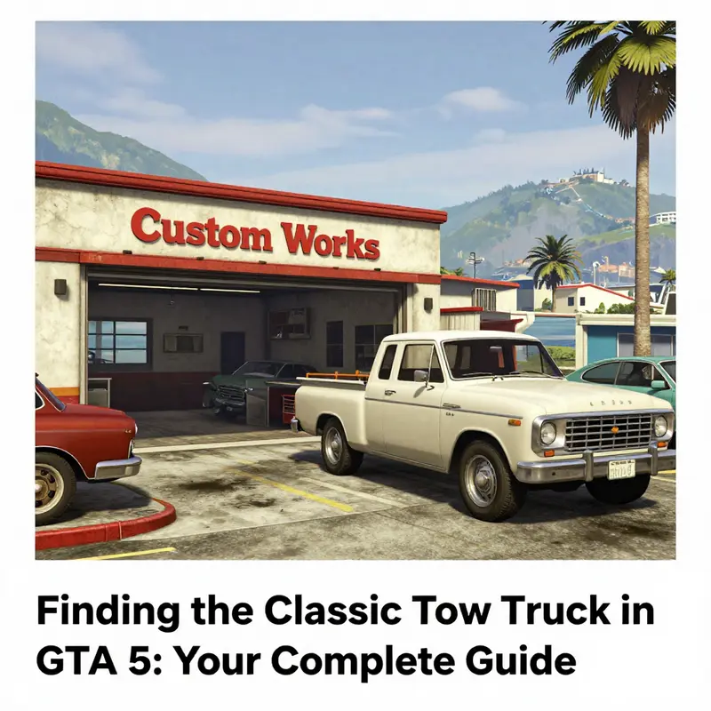 The iconic Custom Works garage in Paleto Bay, showcasing the reliable tow truck spot.