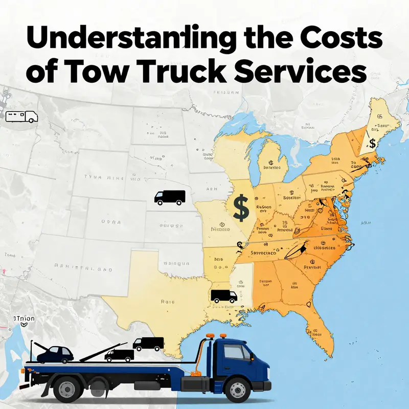 Chart showing base fees and per-kilometer rates for towing services.