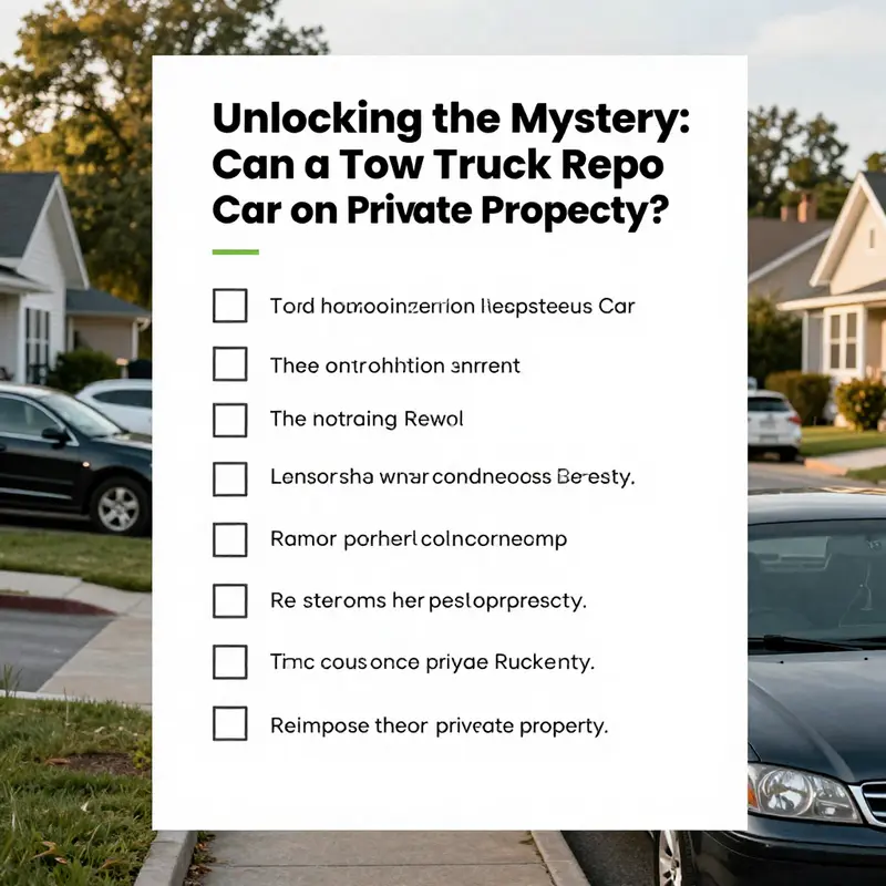 A legitimate tow truck prepares for vehicle repossession on private property, illustrating legal nuances.
