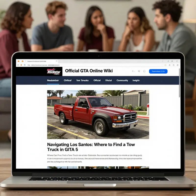 An illustrated map highlighting key locations to find tow trucks in GTA 5.