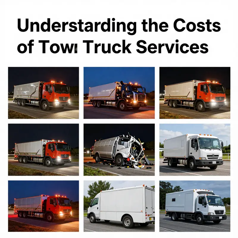 Chart showing base fees and per-kilometer rates for towing services.