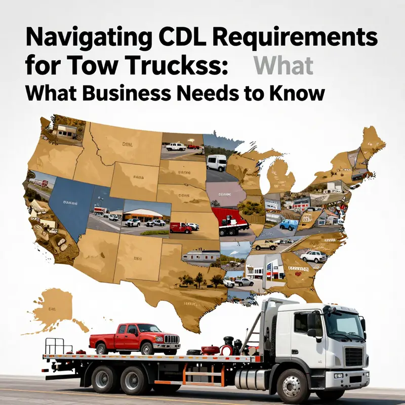 A tow truck driver ensuring compliance with CDL regulations.